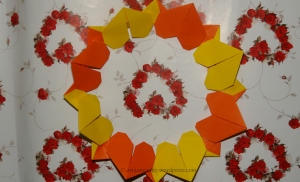 Origami Heart Wreath in Hearts